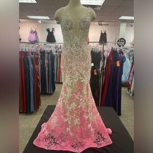 Ellie Wilde Ivory/pink ombré  lace Bridal Gown